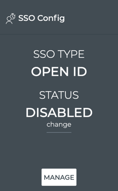 sso config card displaying an open id configuration with a disabled status