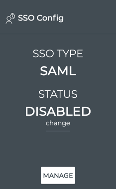 sso config card displaying a SAML configuration with a disabled status