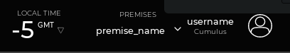 username and premises information in the UI header