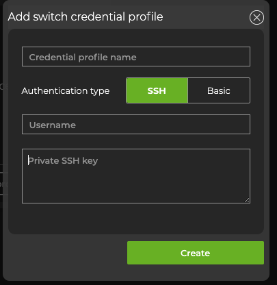 card displaying field for ssh private key