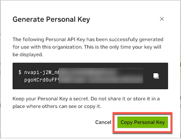 API key confirmation dialog