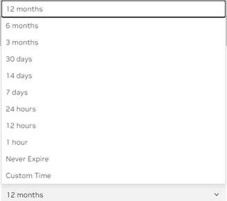 API key expiration options