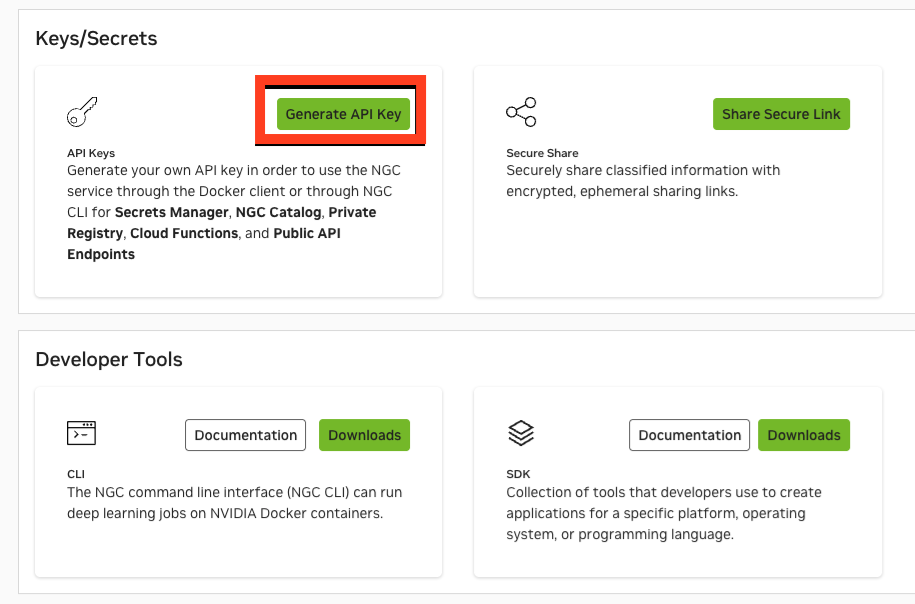 Generate API key option