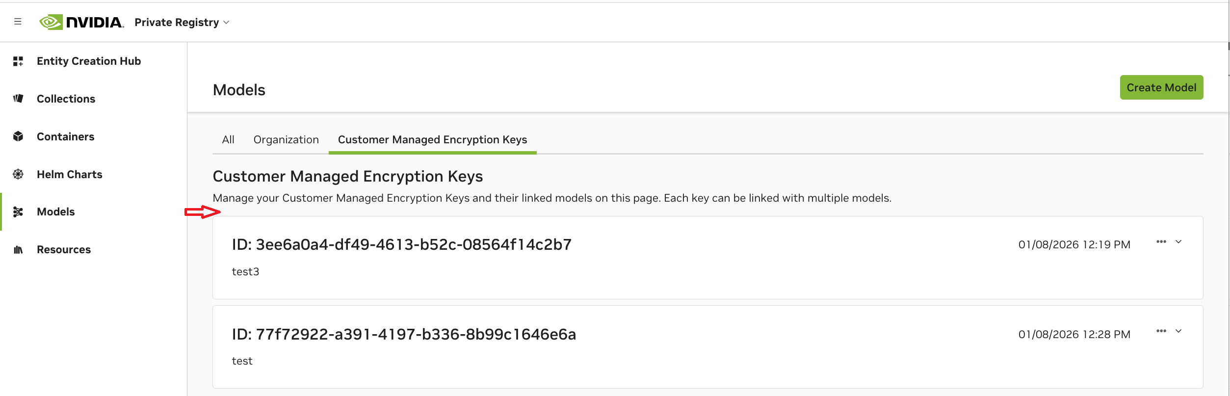 Revoke key from key list completed