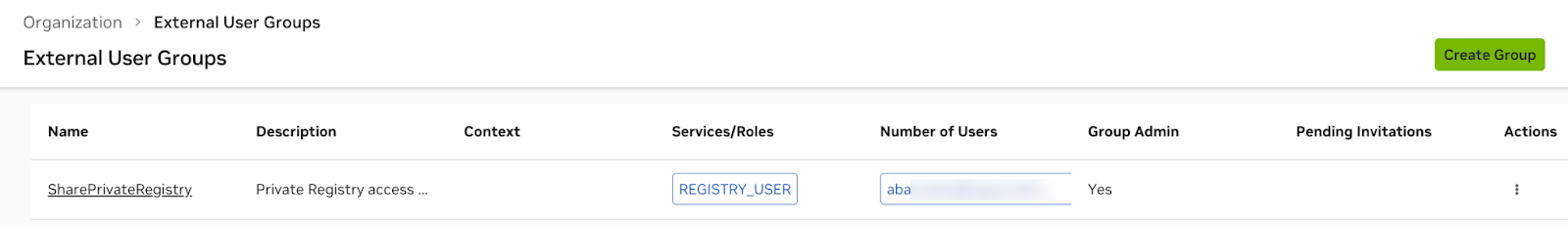 External User Group Organization Invite User
