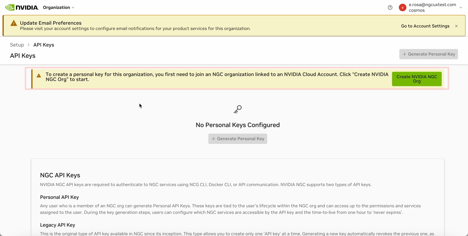 External User Group Setup API Key NGC Organization