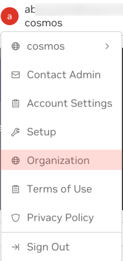 External User Group User Organization Menu