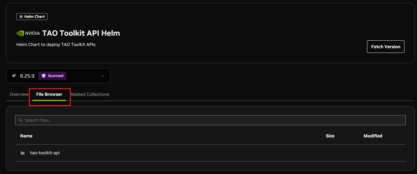 Helm chart file browser