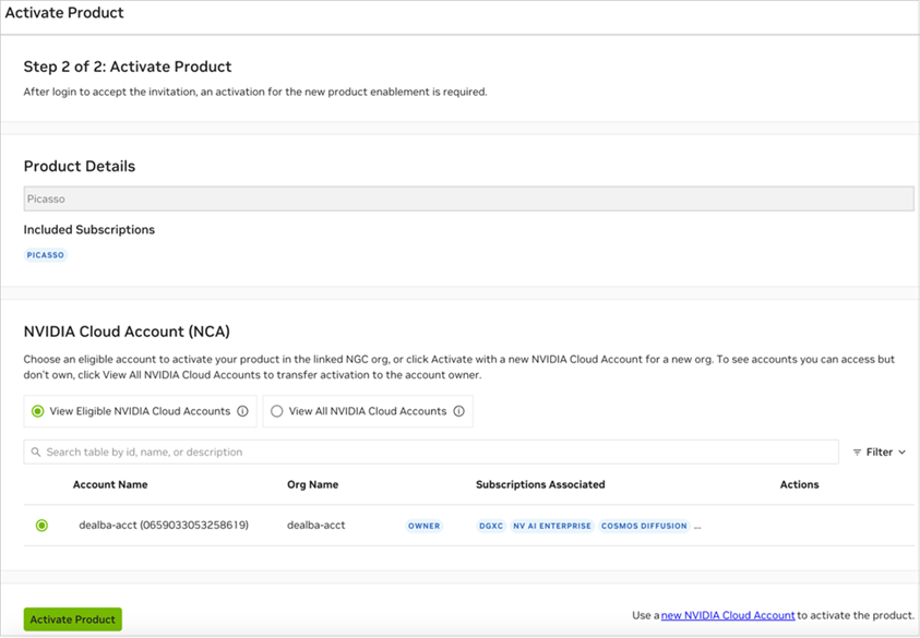 NGC Activate Product Step 2 Existing User