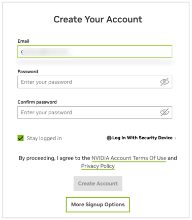 NGC Create Account New