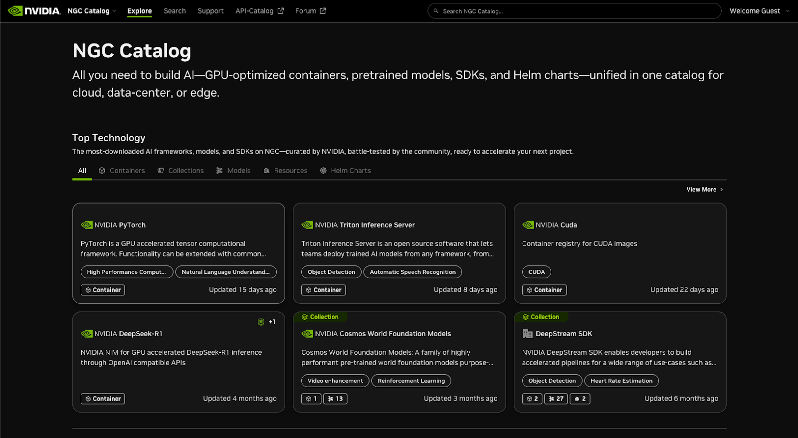 NGC default landing page