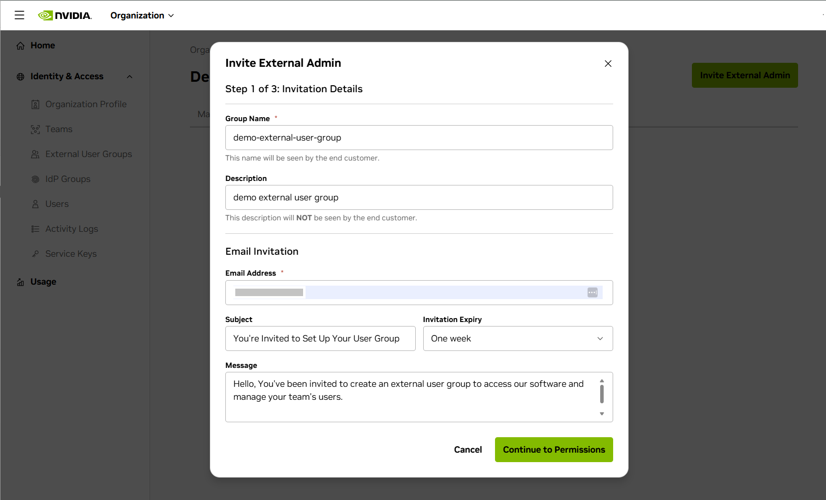 Create Delegated EUG Invitation
