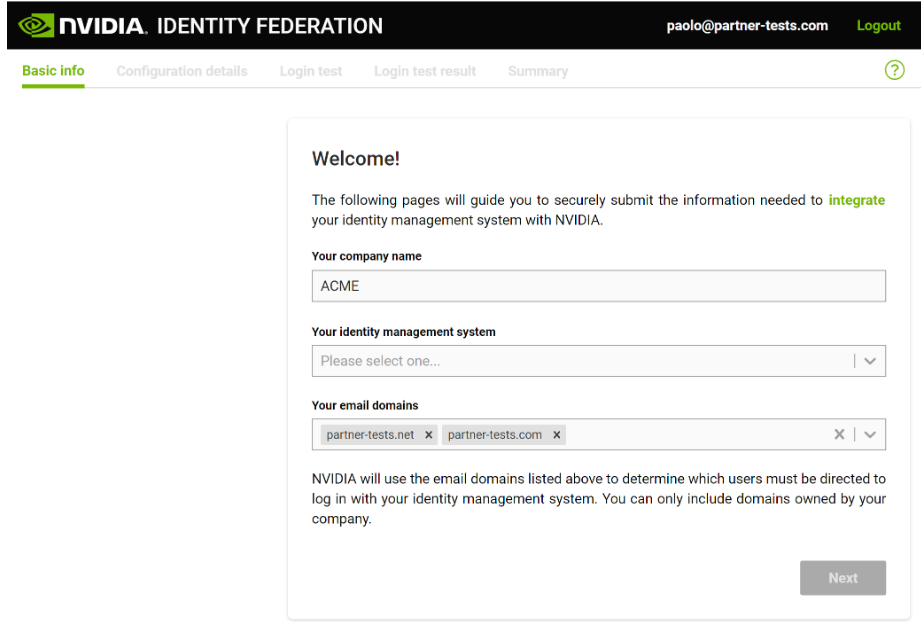 NGC ID Federation Create Account
