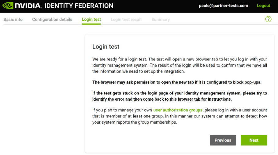 NGC ID Federation Login Test