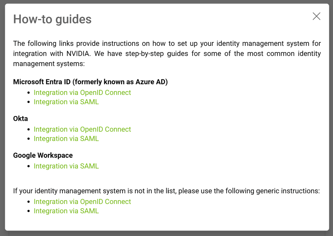 NGC ID Federation Onboarding Guides