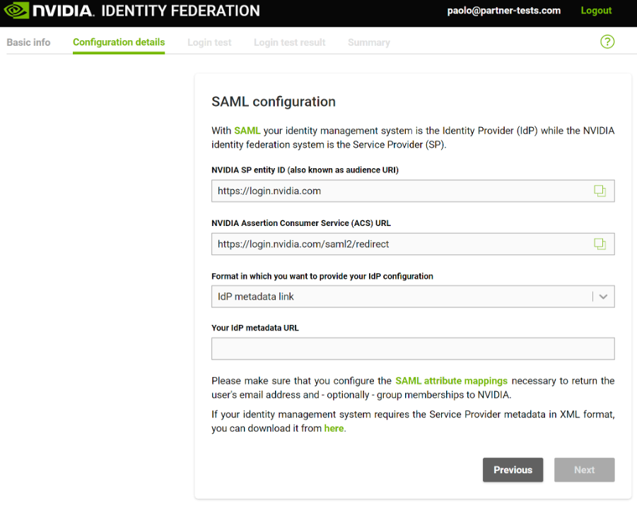 NGC ID Federation SAML