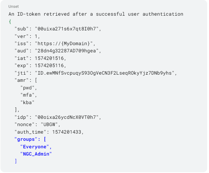 NGC IDP OIDC Claim