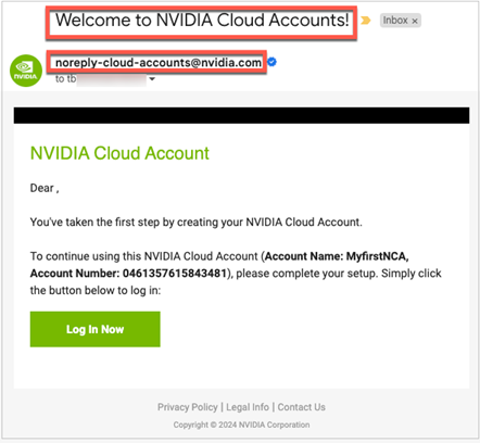 NGC NCA Welcome Email
