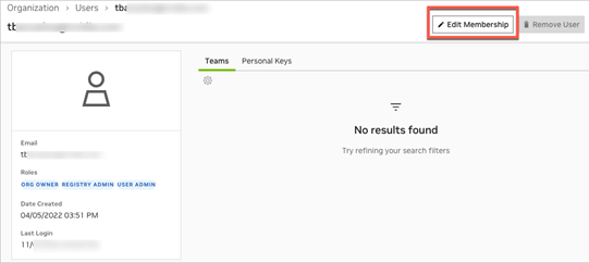 NGC Organization Users Edit Membership