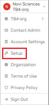 User profile menu setup