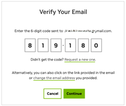 NGC Verification Code Enter