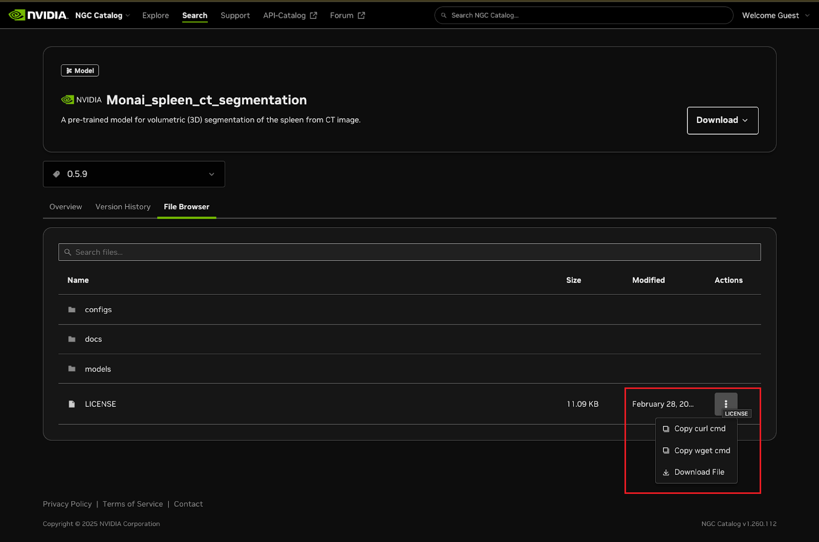 Copy curl or wget command