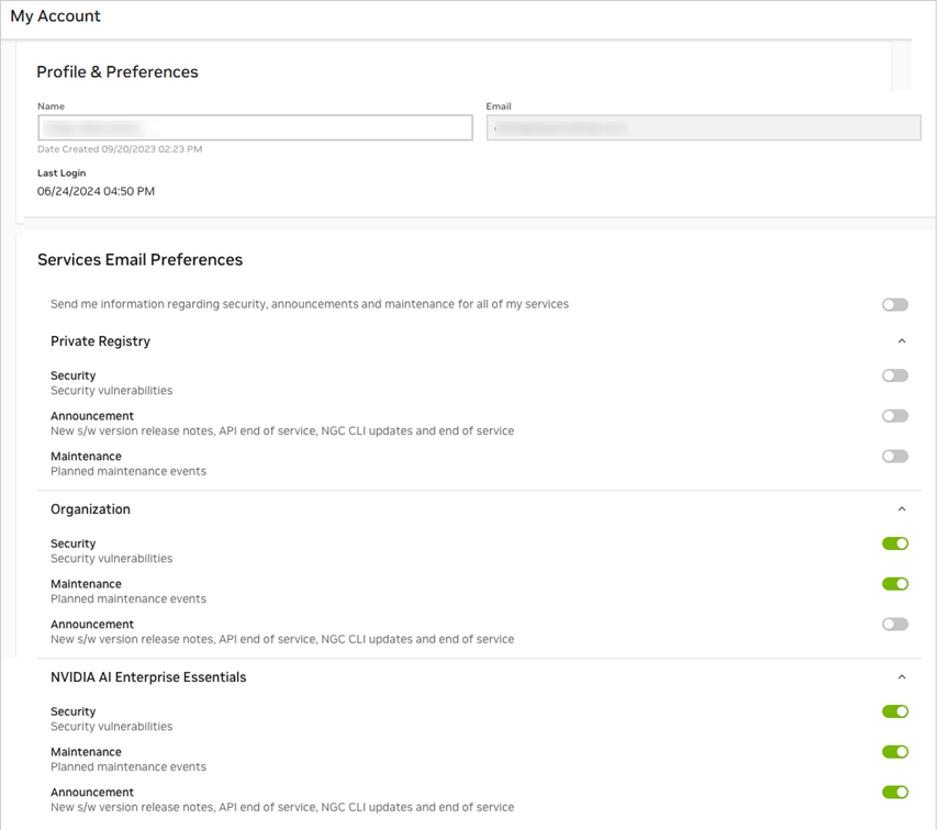 Notification Email Preferences Account