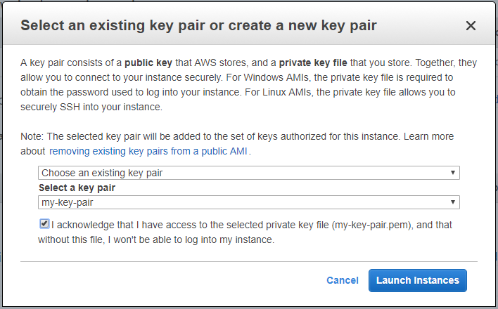 Select or create a key pair
