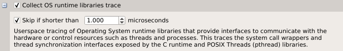 Configure OS runtime libraries trace
