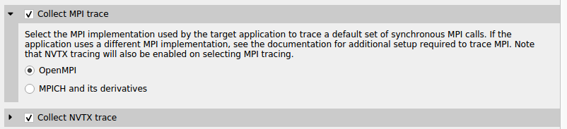 MPI trace selection