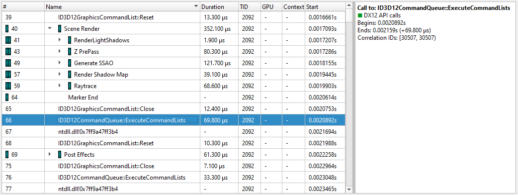 Events View nested debug markers