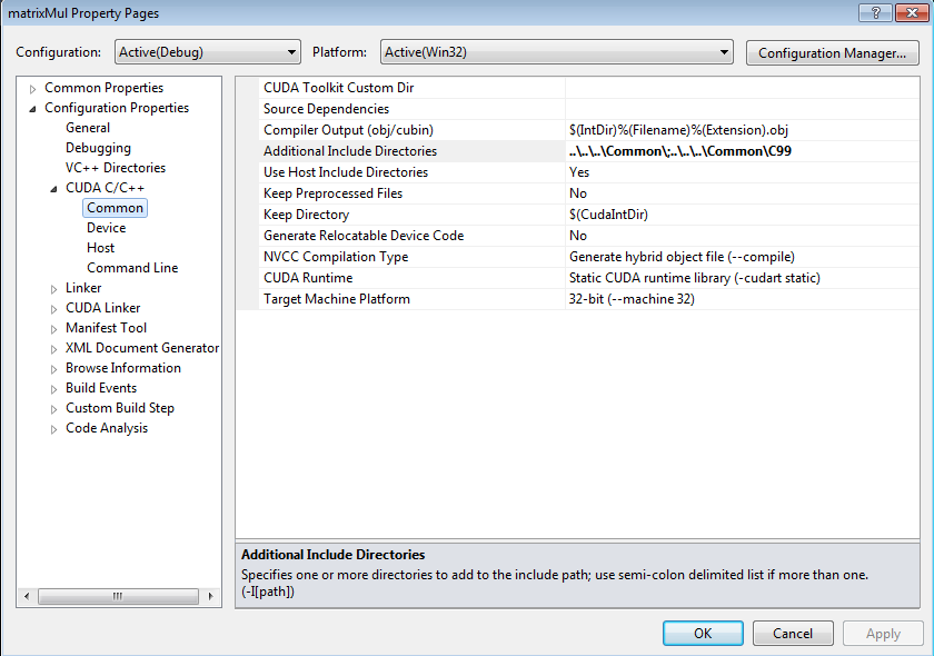 Configure Cuda Project Properties