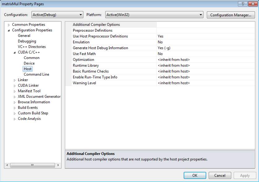 Configure Cuda Project Properties