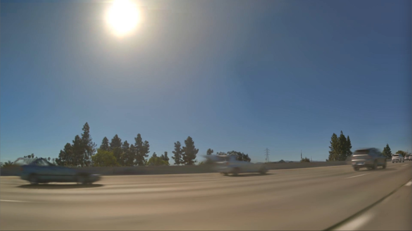 Reconstruction without lidar and camera orchestration, showing a high-speed vehicle broken apart