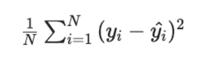Formula for MSE: sum of squared differences between predicted and actual values divided by n