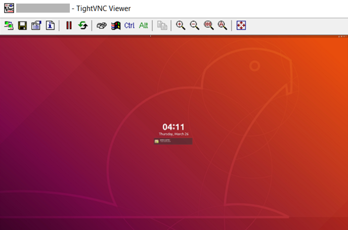Screen capture showing a Gnome desktop X session in the TightVNC Viewer window.Screen capture showing a Gnome desktop X session in the TightVNC Viewer window.