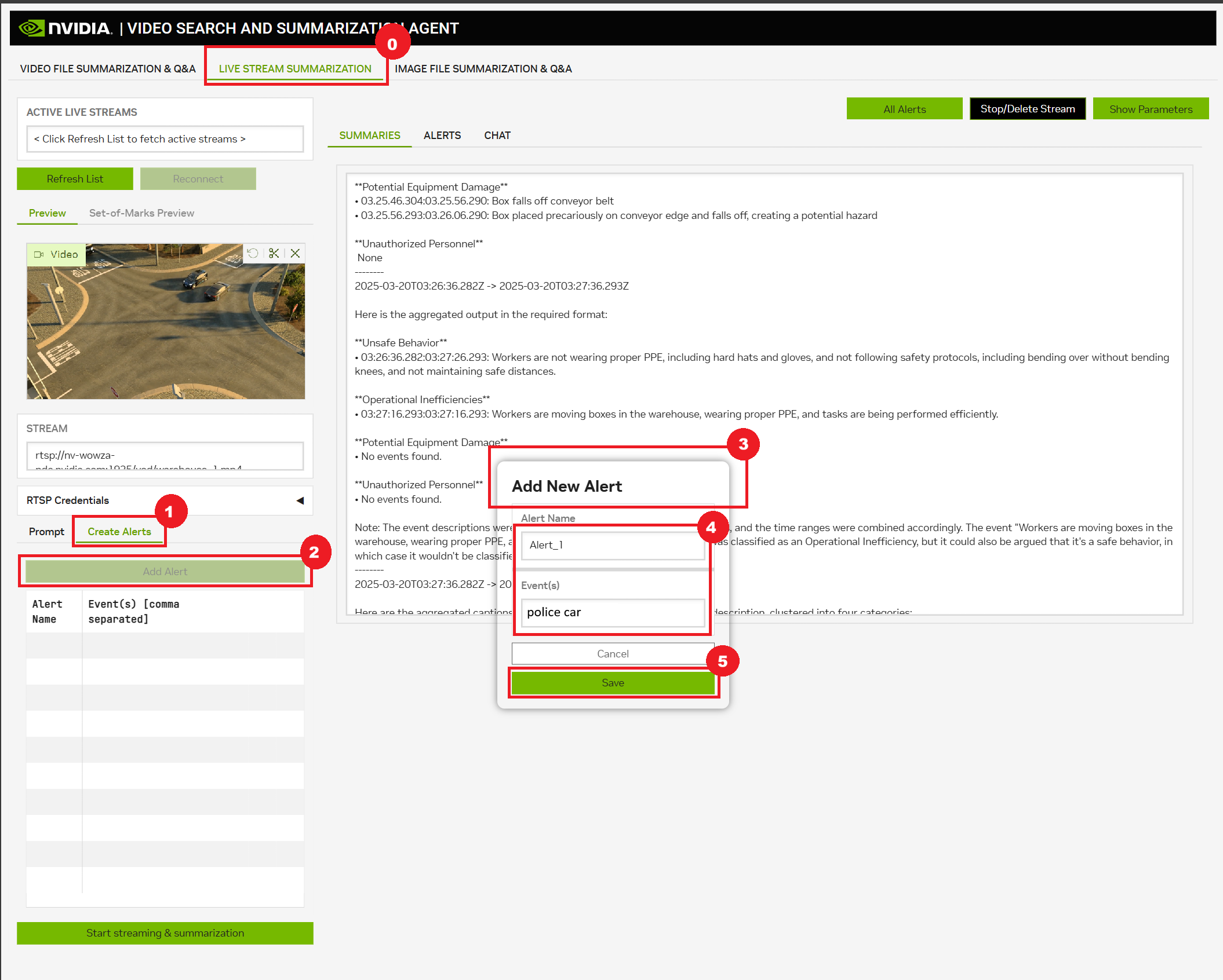 Add Alerts to Live stream