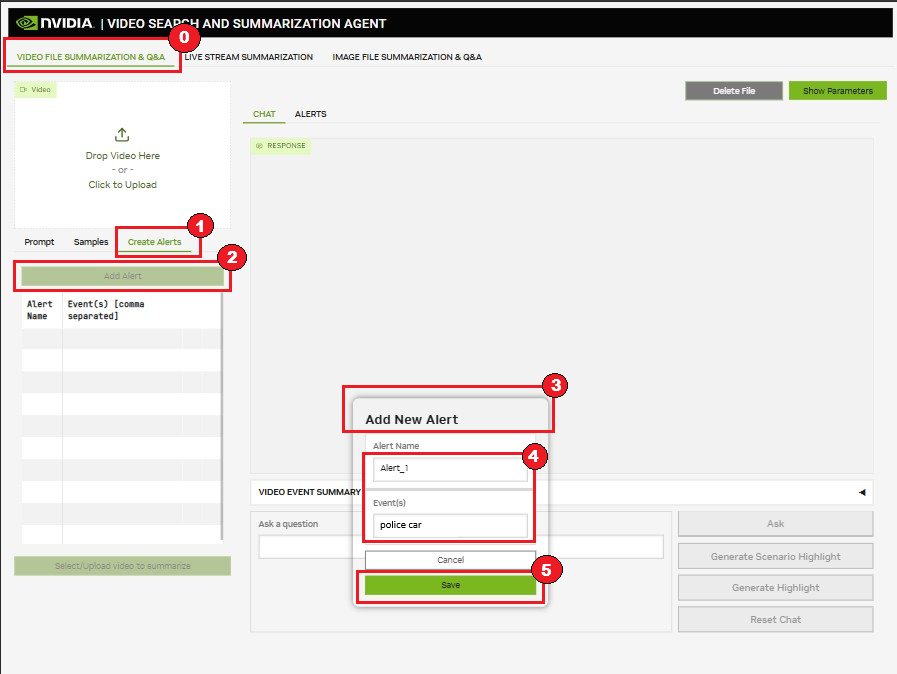 Add Alerts to Video File Summarization