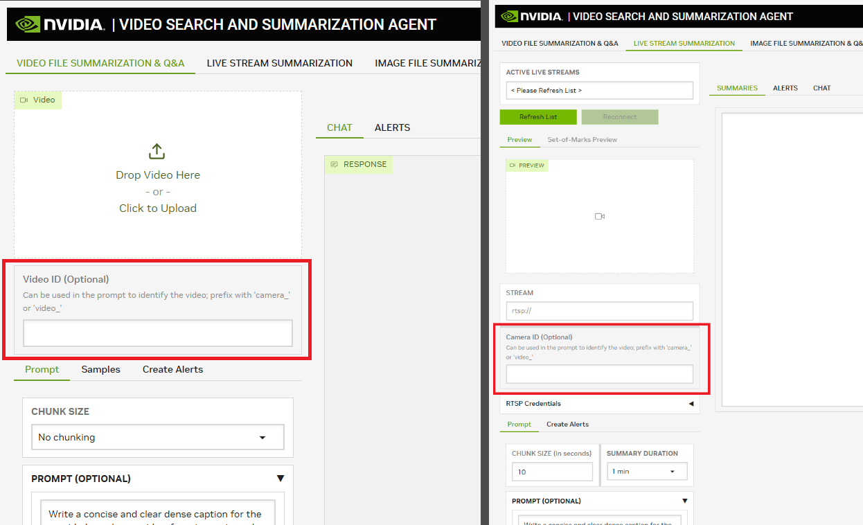 Camera ID and Video ID for multi-stream support
