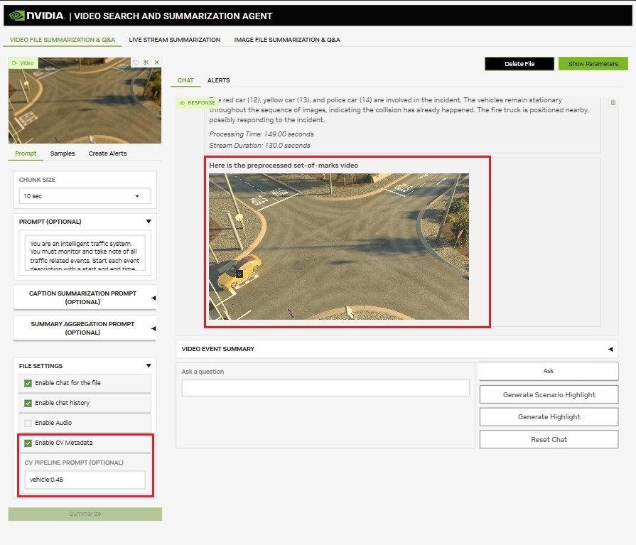 Video with overlaid CV metadata
