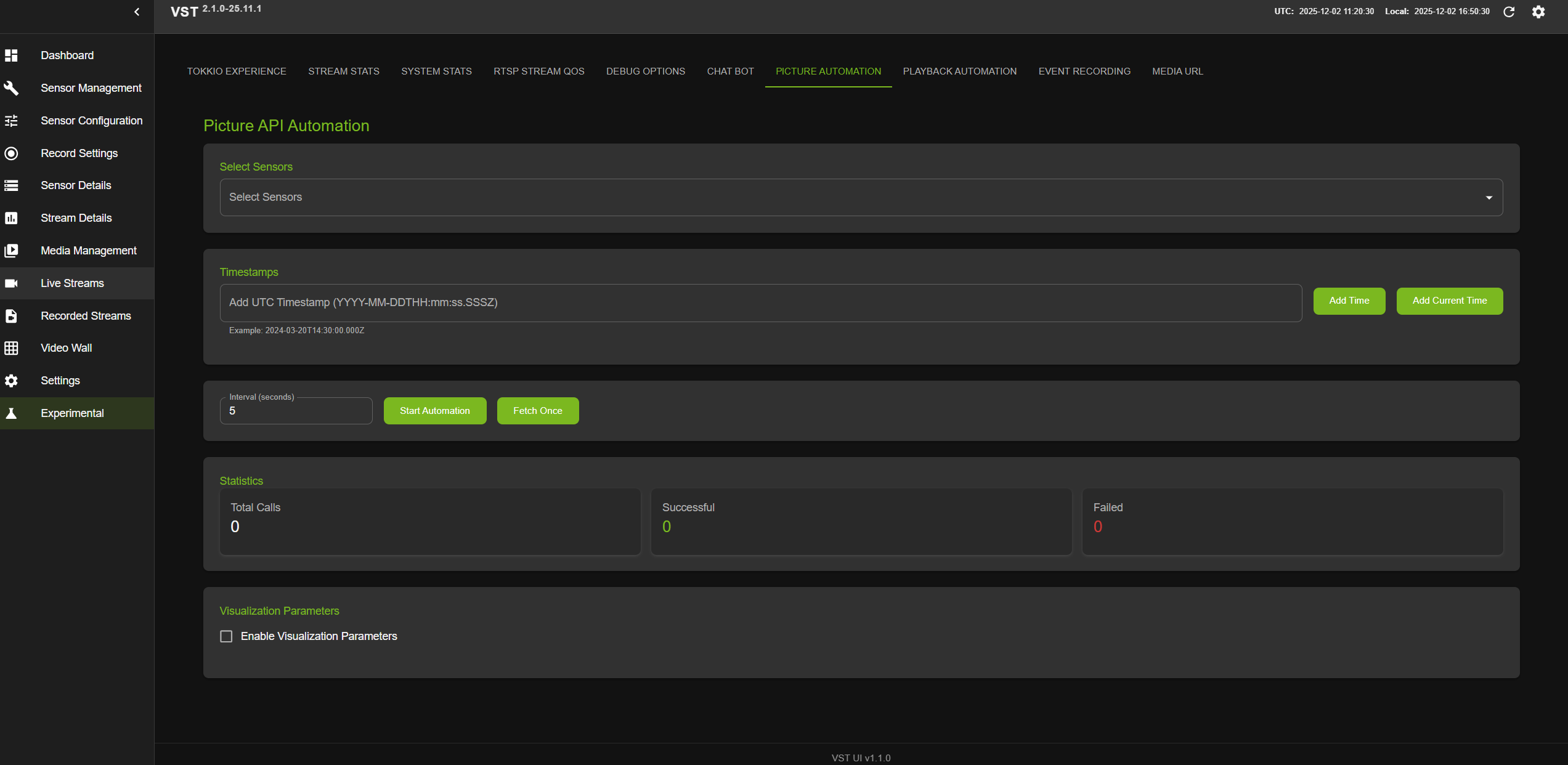 VIOS WebUI Experimental tab