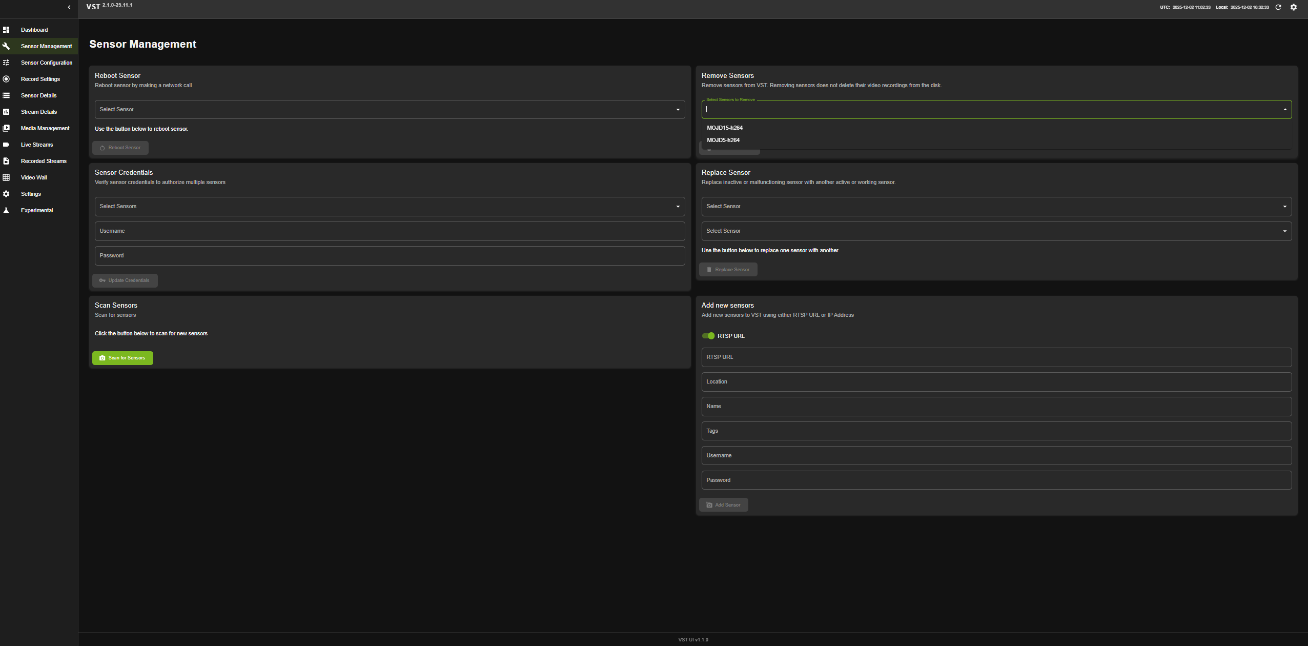 VIOS WebUI camera remove.