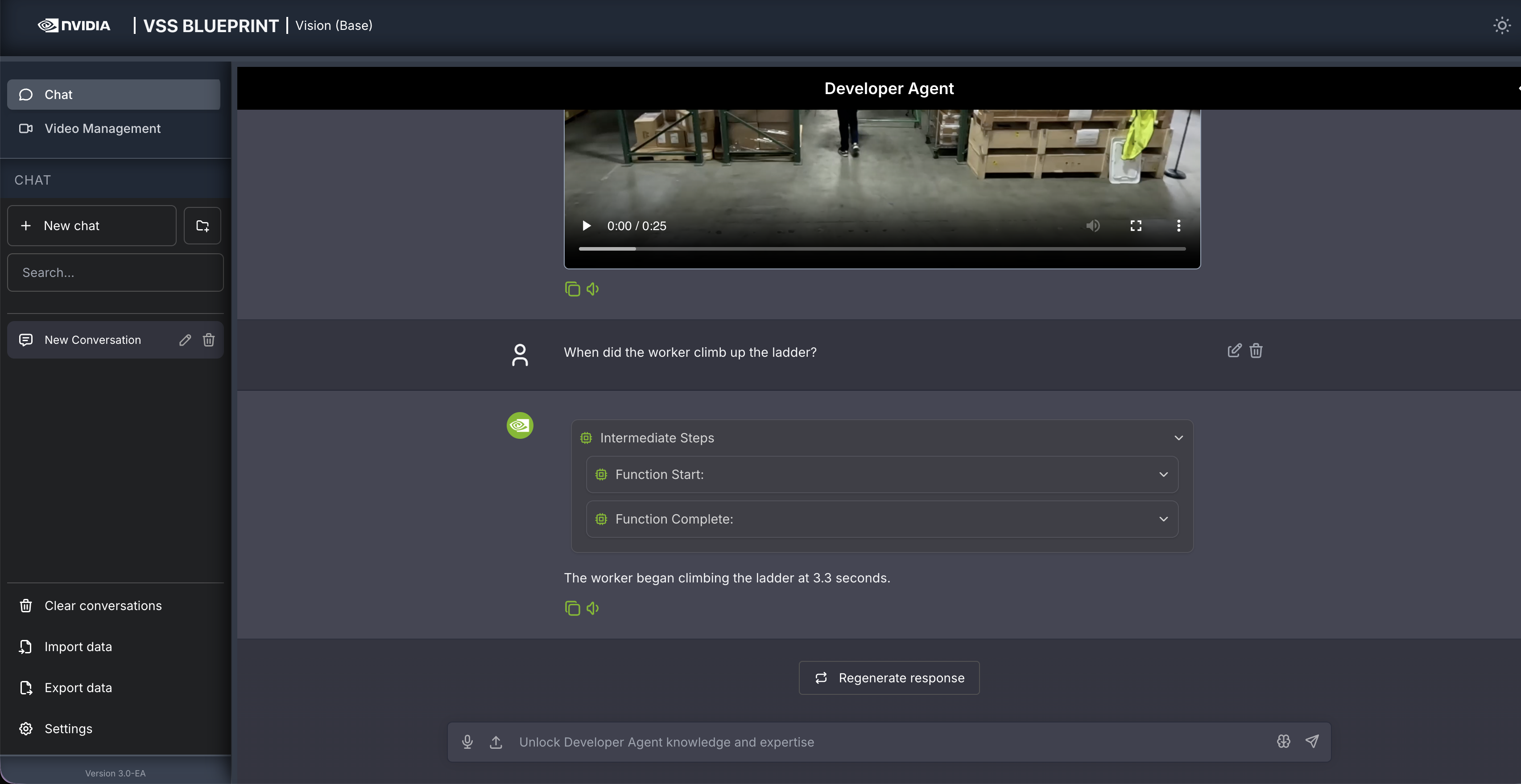 Query: When did the worker climb up the ladder?