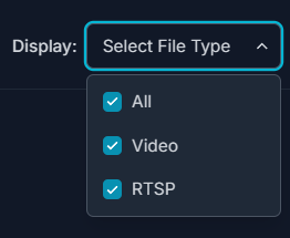 VSS Reference User Interface - Video Management Tab - Filter Toggles