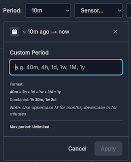 VSS Reference User Interface - Alerts Tab - Time Period Filter - Custom