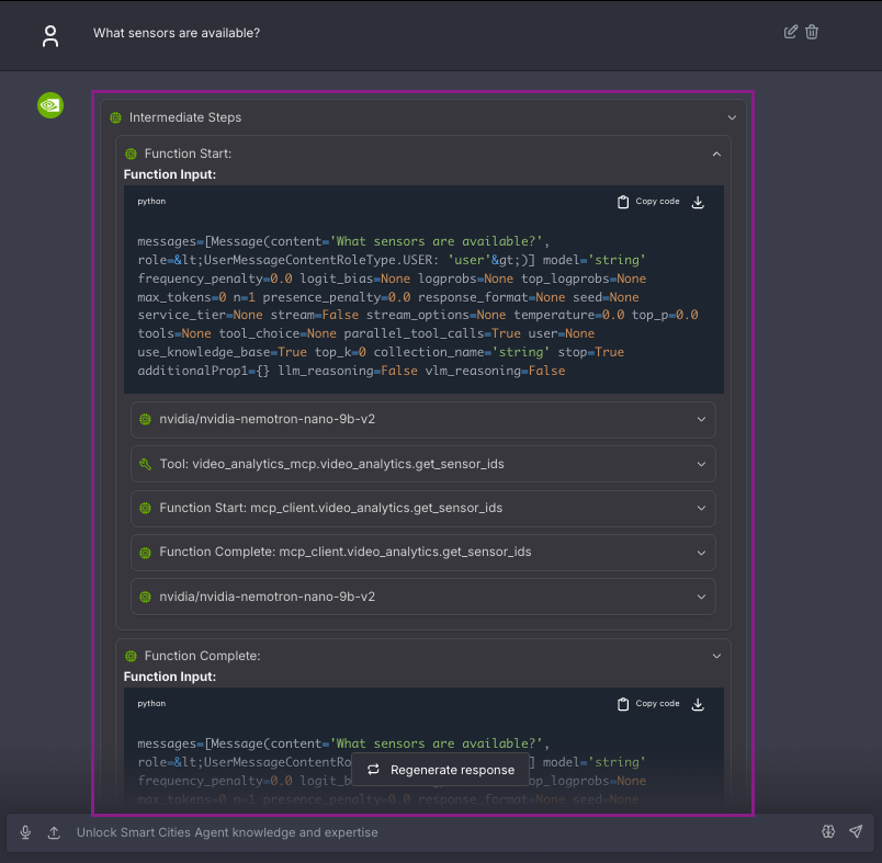 VSS Reference User Interface - Chat Tab - Insights