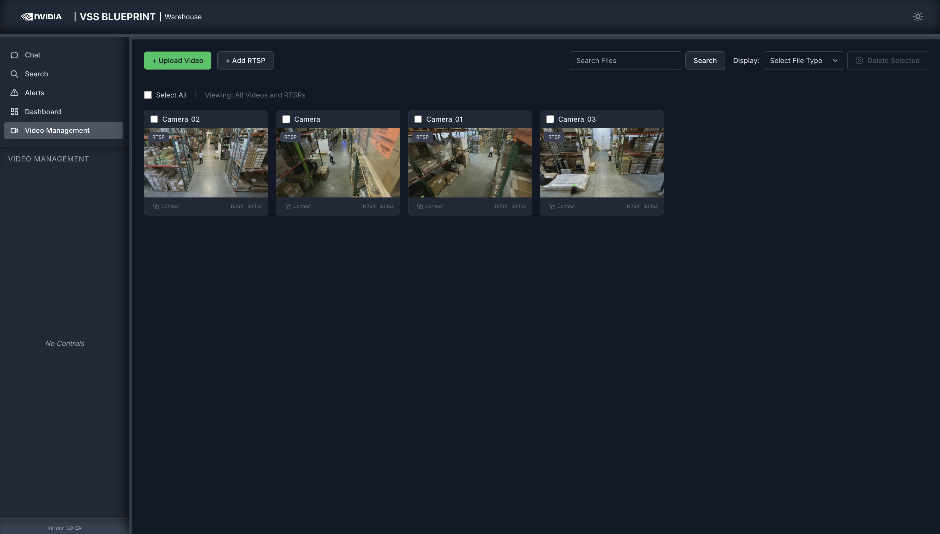 VSS Reference User Interface - Video Management Tab Overview