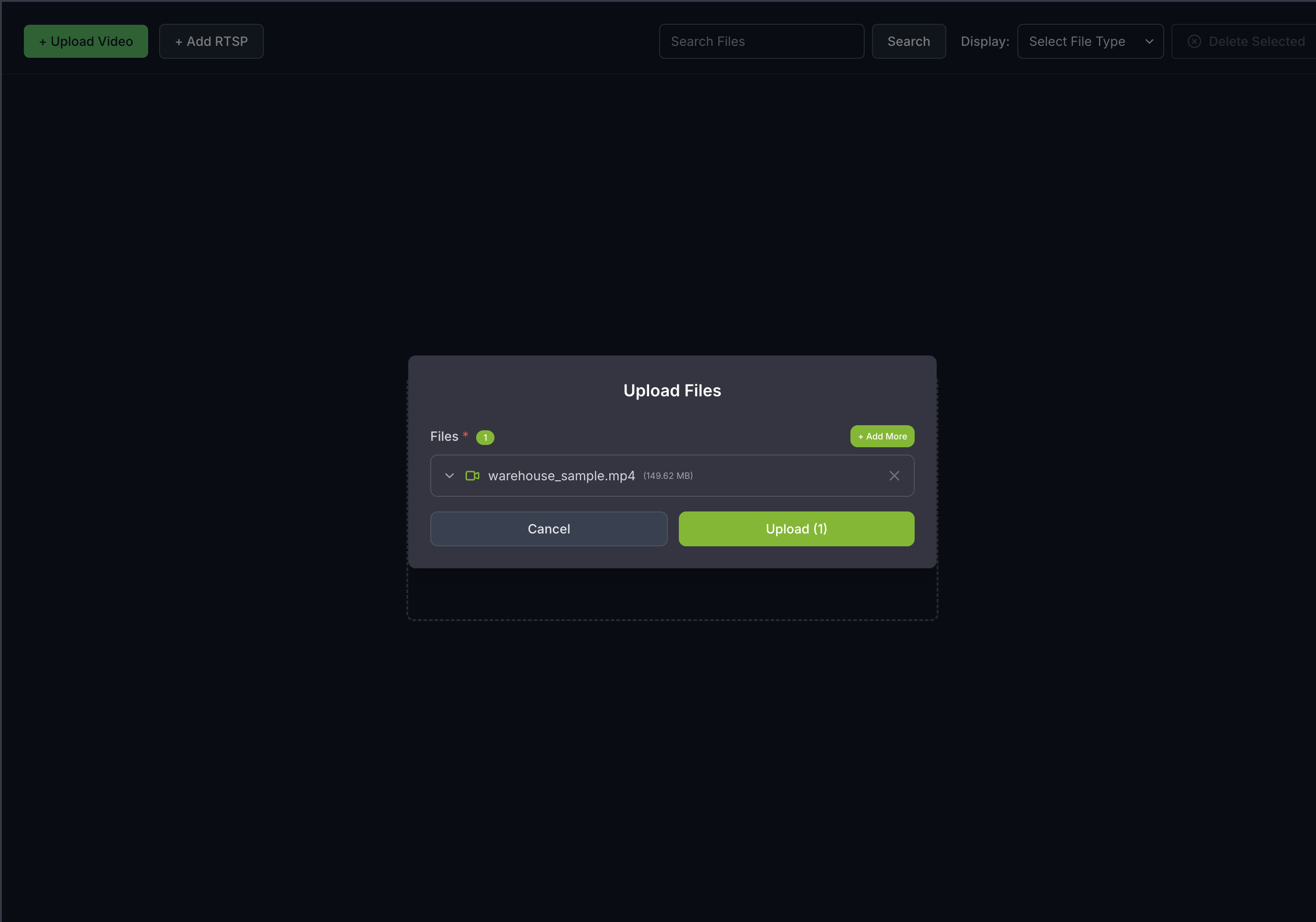 Video Management tab with Upload Video button