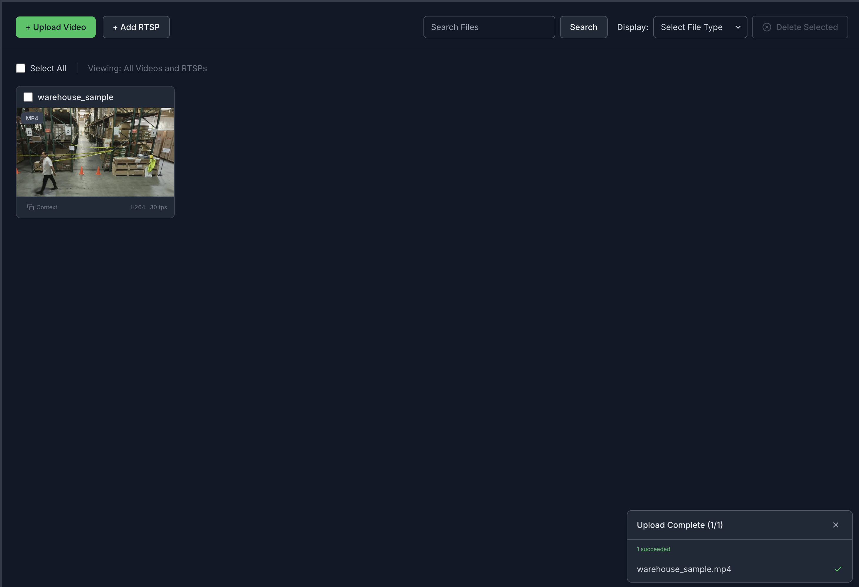 Video uploaded successfully