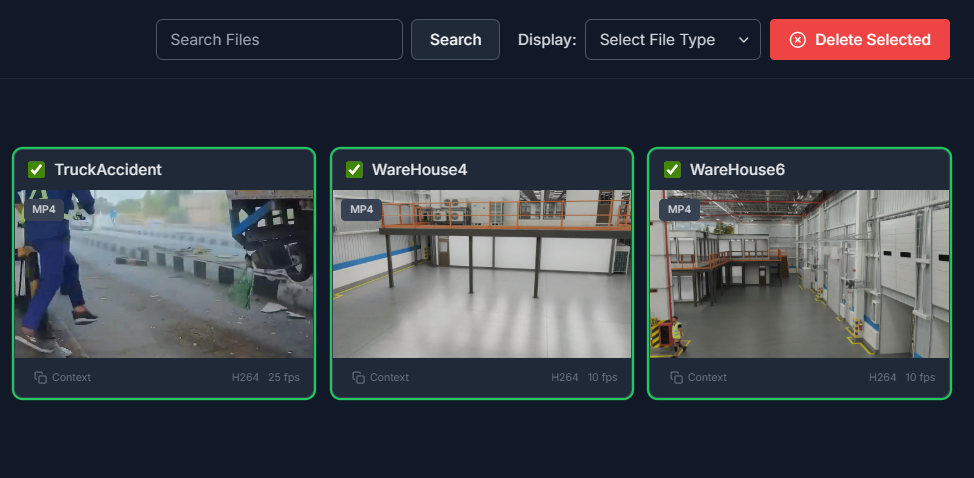 VSS Reference User Interface - Video Management Tab - Stream Deletion